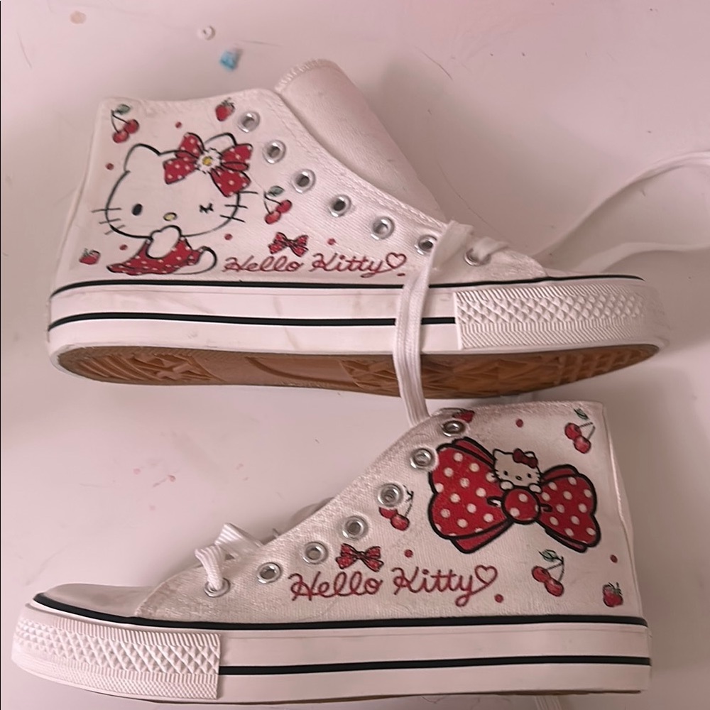Hello Kitty White and Red High-Top Sneakers with Playful Design